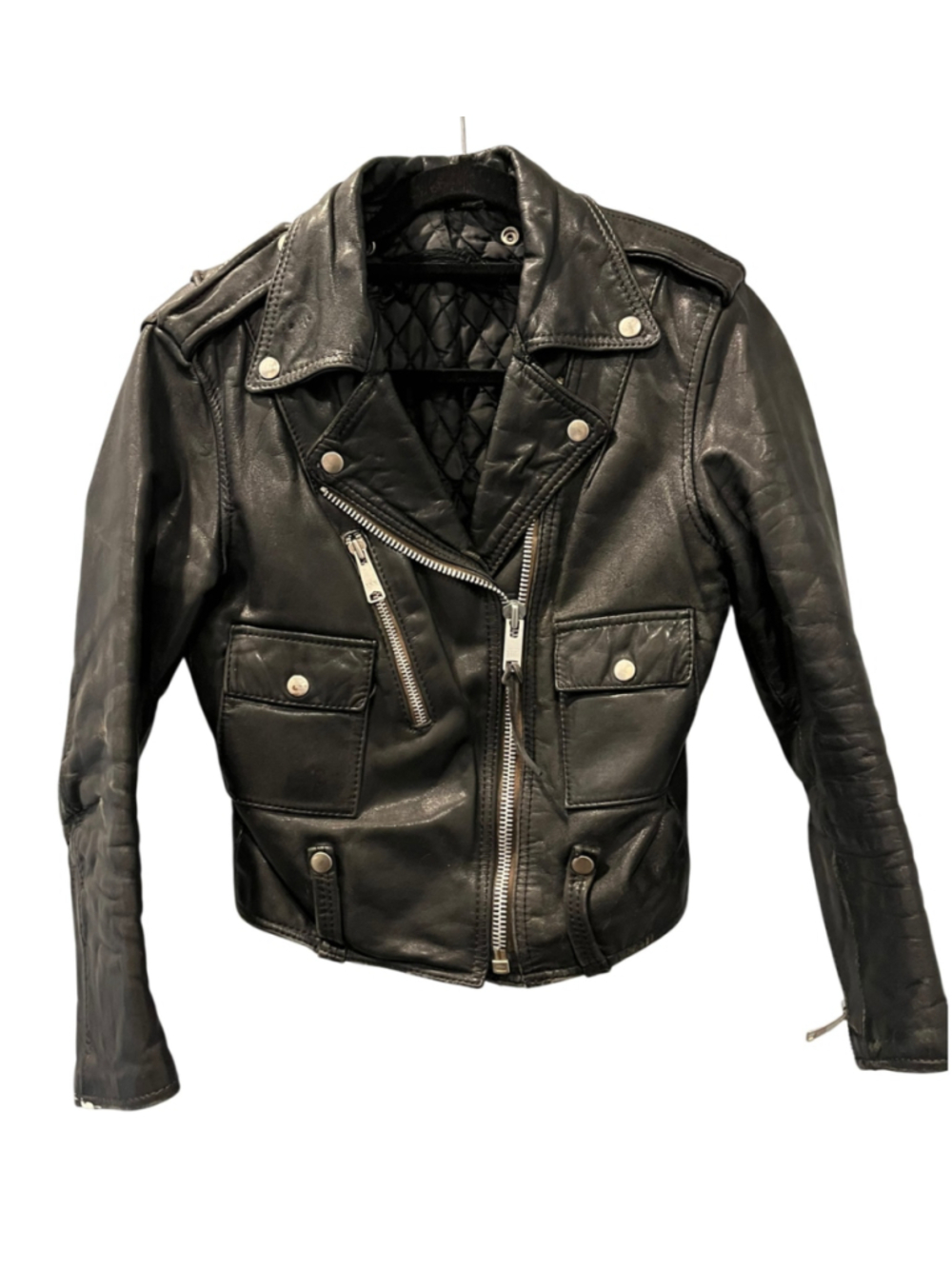 Vintage 70s AMF Harley Davidson Cycle Queen Leather Moto Biker Jacket Size 34 XS